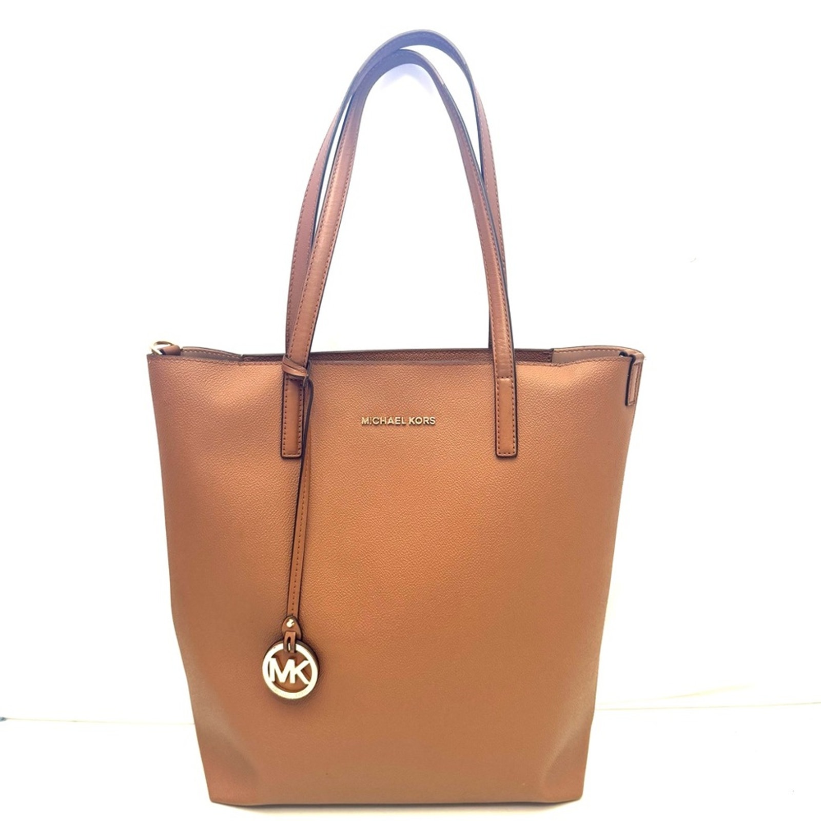 Michael Kors Camel Tan Saffiano Leather Haley Large Tote Bag Purse